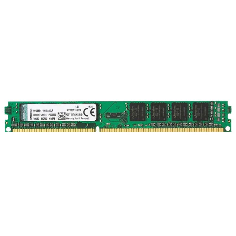 رم کامپیوتر کینگستون تک کاناله مدل KVR16N11/4 فرکانس 1600 مگاهرتز DDR3 تایمینگ CL11 حافظه 4 گیگابایت استوک