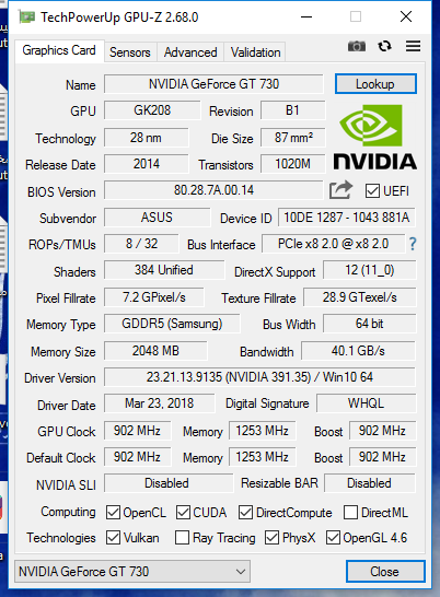 کارت گرافیک ایسوس GT730 ظرفیت ۲ گیگابایت DDR5 استوک - Image 2