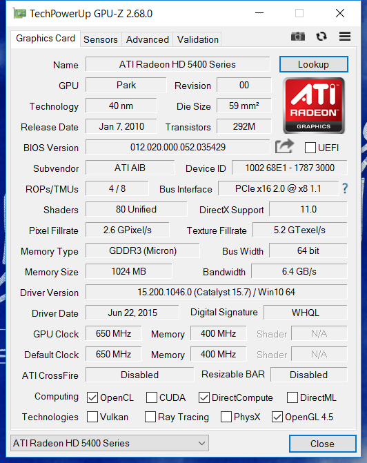 کارت گرافیک ای ام دی ATI Radeon HD 5450 ظرفیت 1 گیگابایت DDR3 - Image 2