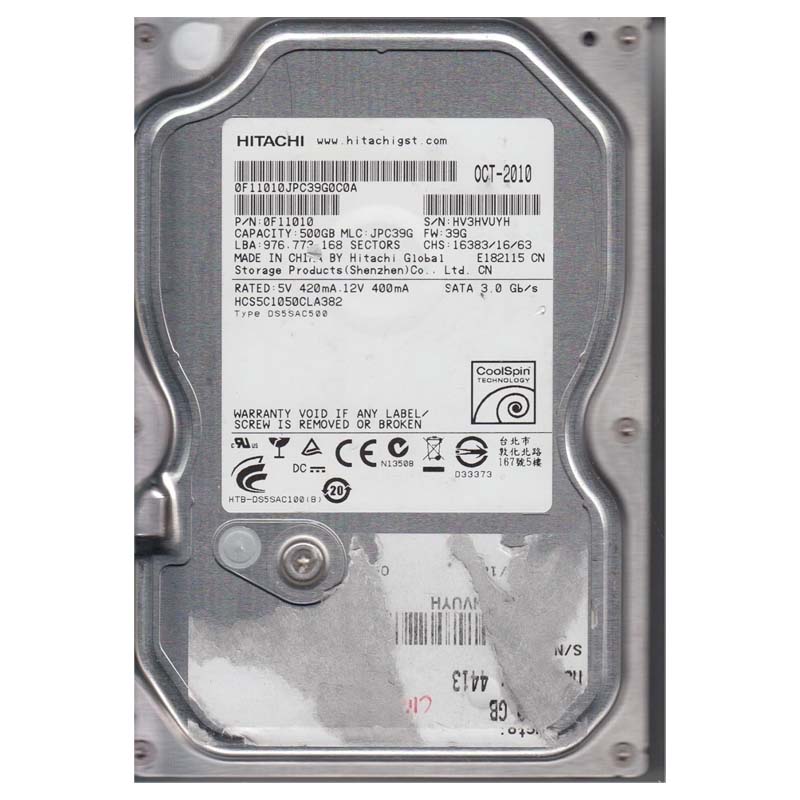 هارد دیسک اینترنال هیتاچی مدل HDS5C1050CLA382 ظرفیت 500 گیگابایت استوک