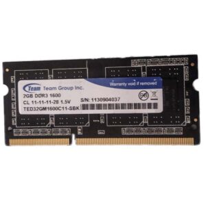 رم لپ تاپ DDR3 تیم گروپ تک کاناله ۱۶۰۰ مگاهرتز CL11 ظرفیت 2 گیگابایت استوک