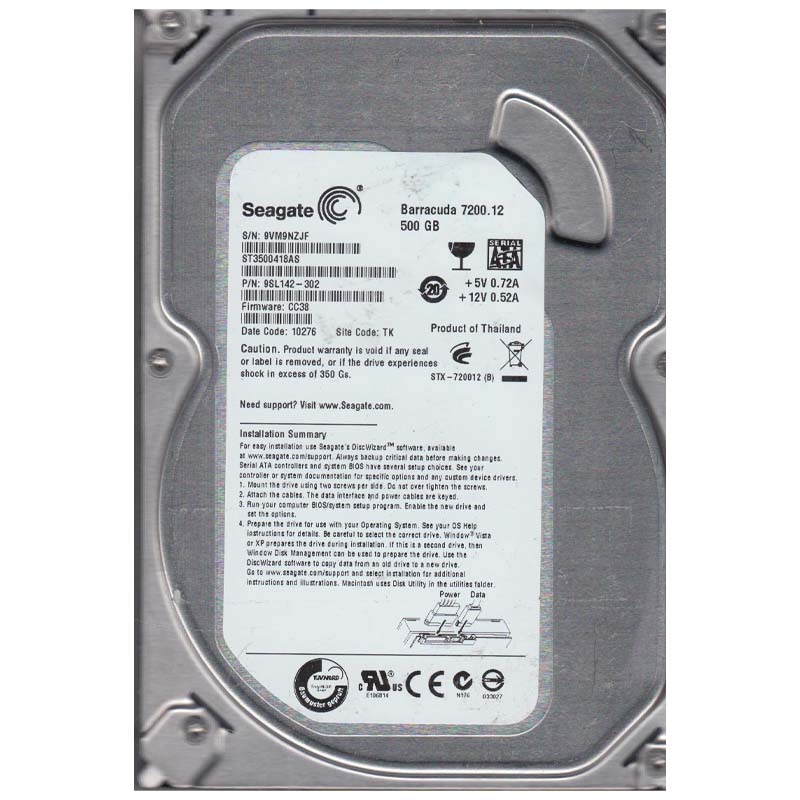 هارد دیسک اینترنال سیگیت مدل ST3500418AS ظرفیت ۵۰۰ گیگابایت استوک
