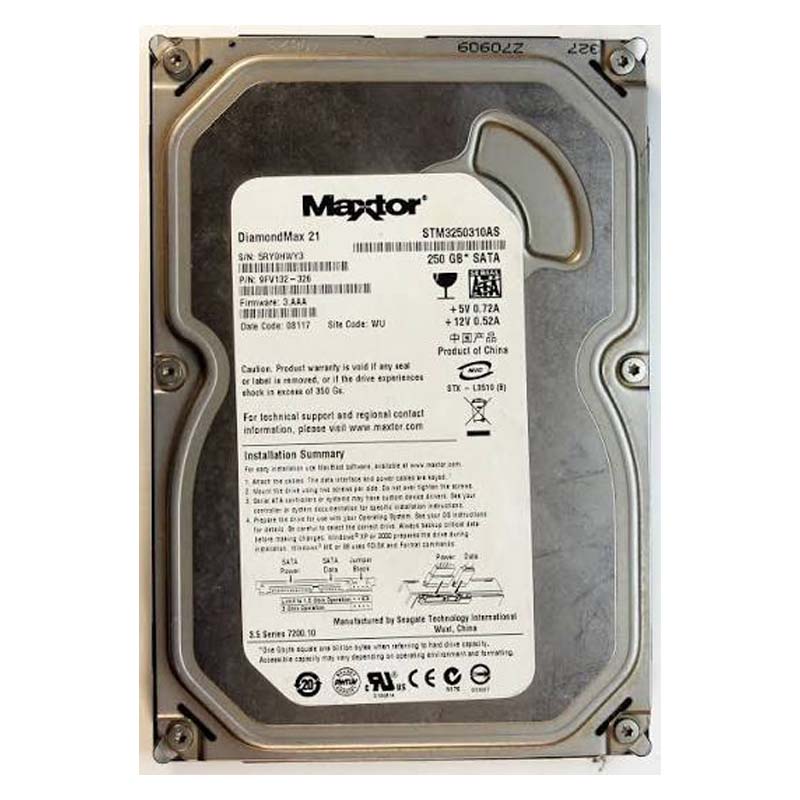 هارد دیسک اینترنال مکستور مدل STM3250310AS ظرفیت 250 گیگابایت استوک