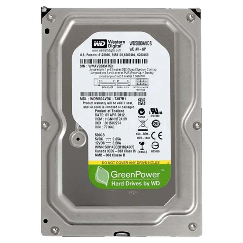 هارد دیسک اینترنال وسترن دیجیتال WD5000 ظرفیت ۵۰۰ گیگابایت استوک