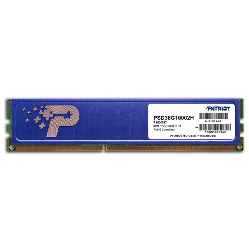 رم کامپیوتر پاتریوت تک کاناله فرکانس 1600 مگاهرتز DDR3 تایمینگ CL11 حافظه 8 گیگابایت استوک