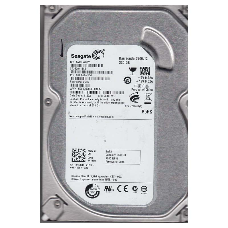 هارد دیسک اینترنال سیگیت مدل STM3320620AS ظرفیت 320 گیگابایت استوک