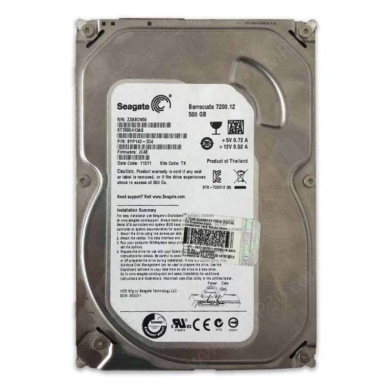هارد دیسک اینترنال سیگیت مدل ST3500413AS ظرفیت ۵۰۰ گیگابایت استوک