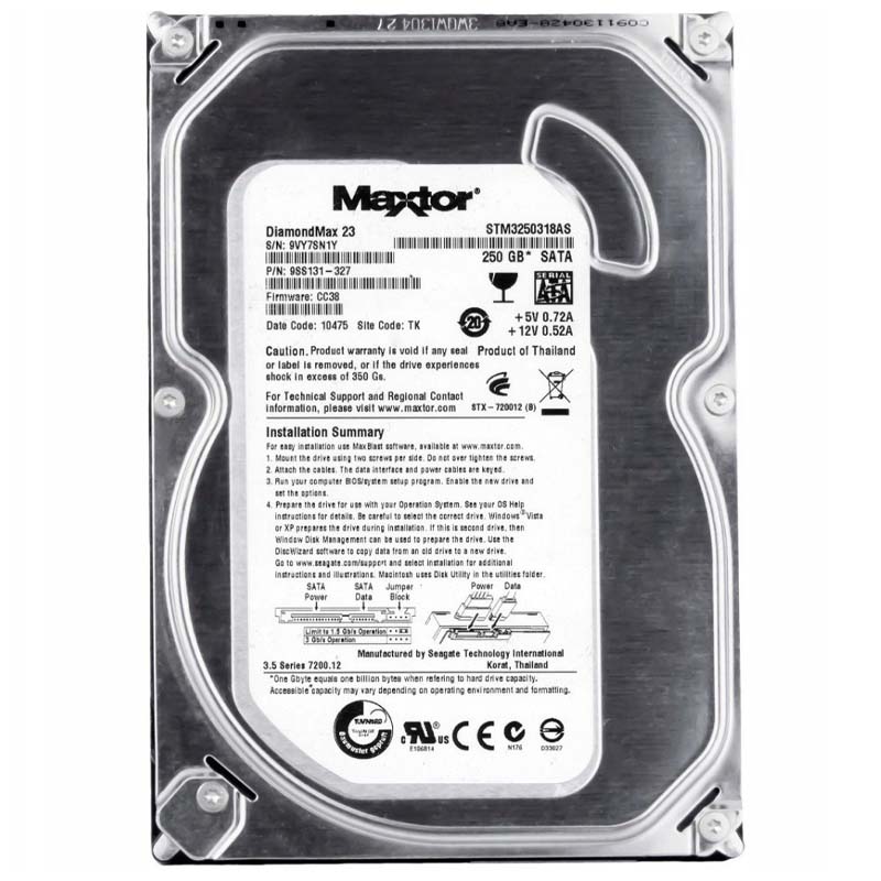 هارد دیسک اینترنال مکستور مدل STM3250318AS ظرفیت 250 گیگابایت استوک