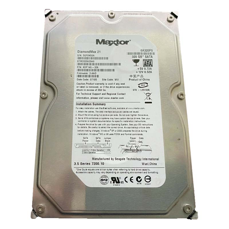 هارد دیسک اینترنال مکستور مدل STM3320620AS ظرفیت 320 گیگابایت استوک