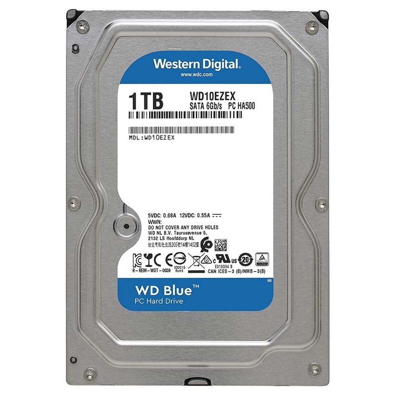هارد دیسک اینترنال وسترن دیجیتال آبی مدل WD10EZEX ظرفیت 1 ترابایت استوک