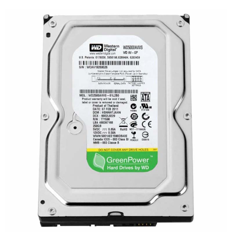 هارد دیسک اینترنال وسترن دیجیتال مدل WD5000AVVS ظرفیت 500 گیگابایت استوک