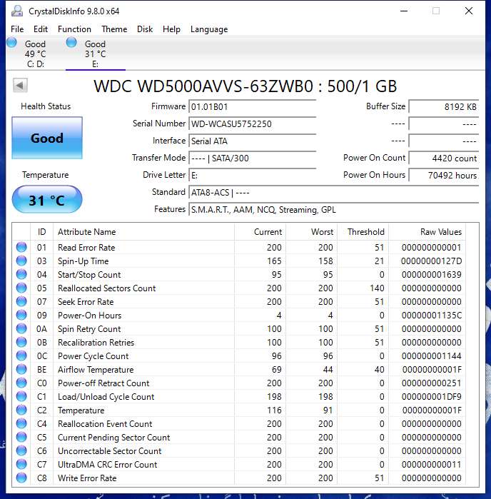 هارد دیسک اینترنال وسترن دیجیتال مدل WD5000AVVS ظرفیت 500 گیگابایت استوک - Image 3