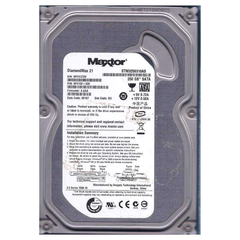 هارد اینترنال مکستور مدل STM3250310AS ظرفیت 250 گیگ استوک